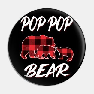 Pop Pop Bear Red Plaid Christmas Pajama Matching Family Gift Pin