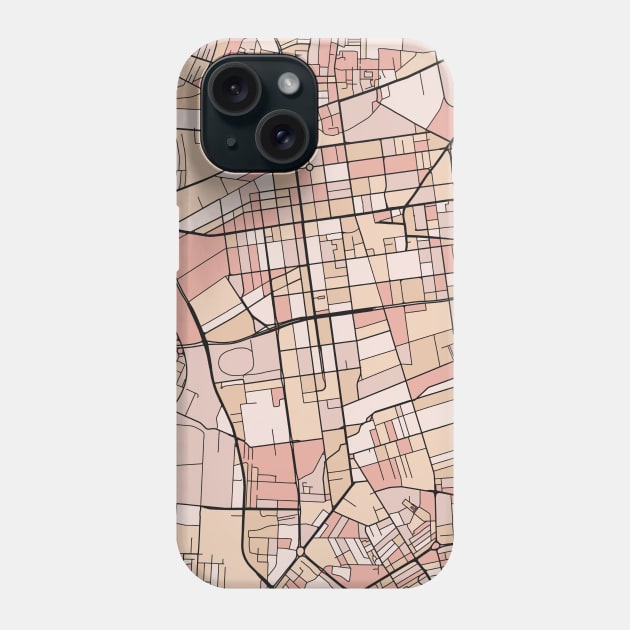 Lódz Map Pattern in Soft Pink Pastels Phone Case by PatternMaps