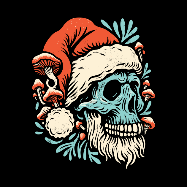 Santa Claus Skull with Fungi by podtuts