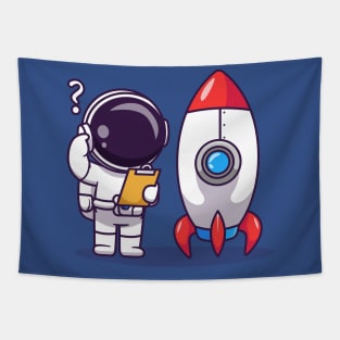 Cute Astronaut Testing Rocket Tapestry