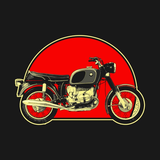 1969 R75-5 Retro Red Circle Motorcycle by Skye Bahringer