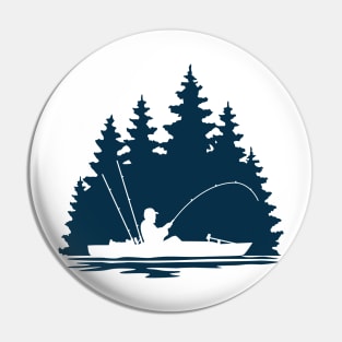 Kayak Fisherman Lake Life Scene Pin