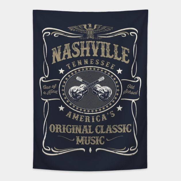 Nashville Music City USA Vintage Tapestry by Designkix