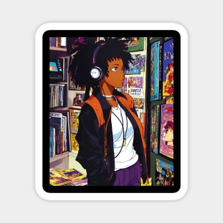 Lost in Lofi hip hop Music anime black girl aesthetic Magnet