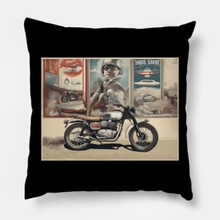 Vintage Scrambler 50s vibe motorcycle Pillow