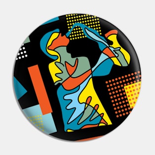 Saxophone Musician Modern Art Pin