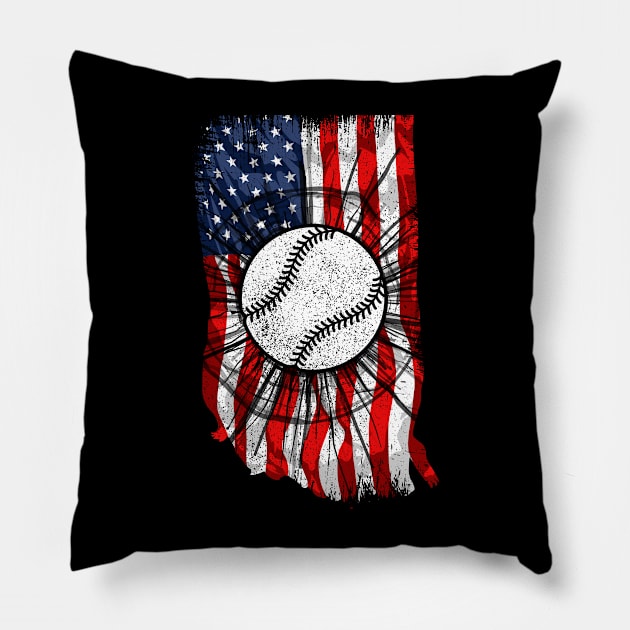 Baseball player American Flag Pillow by FabulousDesigns