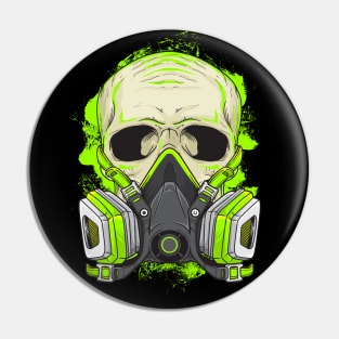 Retro Neon Biohazard Skull Pin