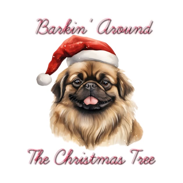 Christmas Pekingese Dog in Santa Hat by Pawsitive Curios