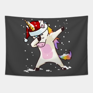 Dabbing Unicorn Shirt Hip Hop Dab Santa Hat Christmas Shirt IV Tapestry