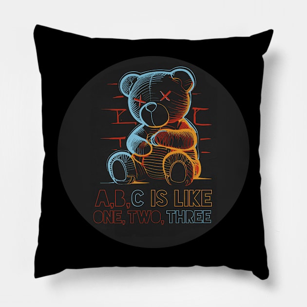 Neon teddy bear toy Pillow by Picasso_design1995