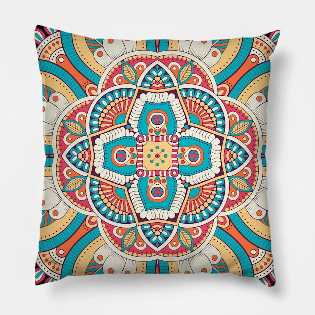 mandala-design, mandala-art, geometric, abstract, mandala and spirituality, colorful, rainbow, mandala pattern, mandala flower patterns, Flower Mandala ,Spirituality Pillow by Utopia Shop