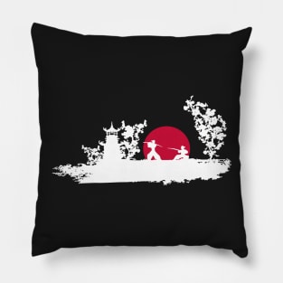 Samurai Fight White Pillow