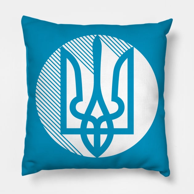 Trident in white circle Pillow by goldengallery