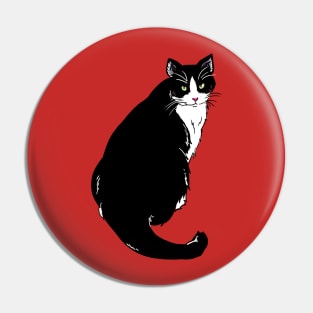 Cute Tuxedo Cat Illustration Pin