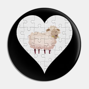 Jigsaw  Sheep Heart Design - Farm Animals Sheep Pin