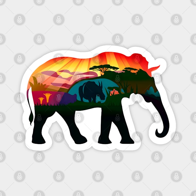 Elephants, wild life animals back to nature Magnet by KENG 51