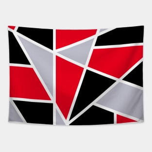 Geometric Red and Black Art Tapestry