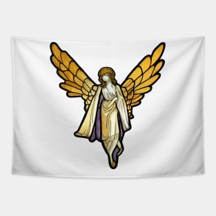 Stained Glass Style Angel with Gold Wings Tapestry