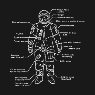 Astronaut Space Suit Diagram Artwork T-Shirt