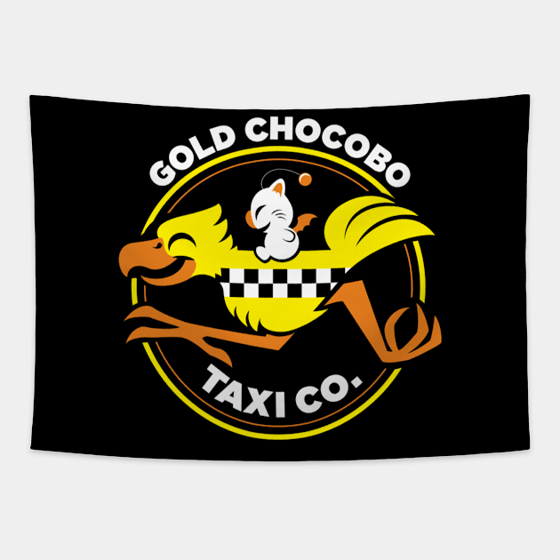 Gold-Chocobo Taxi Co Tapestry by LindemannAlexander