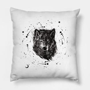 Wolf in space Pillow