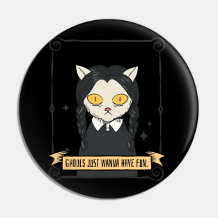 Halloween Spooky Season Wednesday Cat Pin