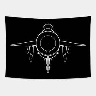 English Electric Lightning fighter aircraft outline graphic (white) Tapestry