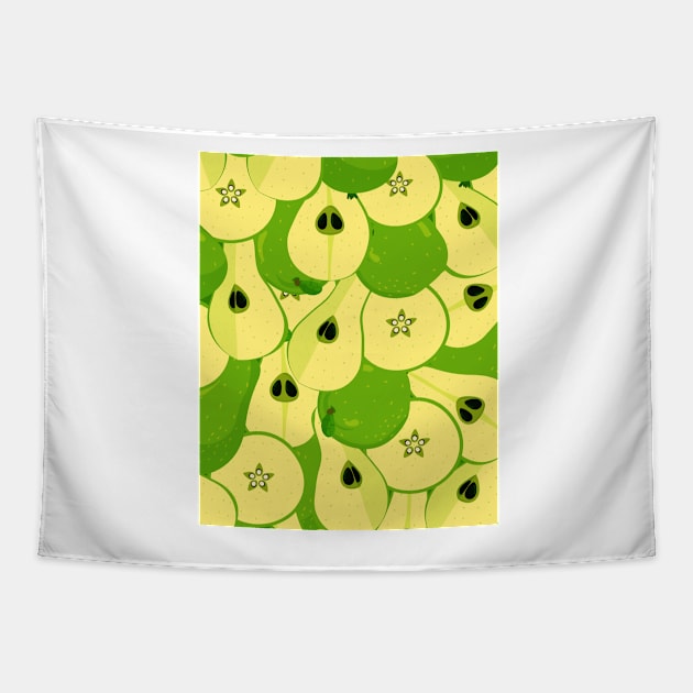 Green pears, fruit pattern Tapestry by KINKDesign