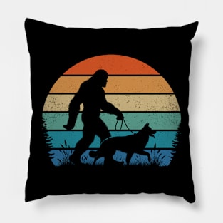 Bigfoot Walking Anatolian Shepherd Dog Retro Sunset Dog Lover Pillow