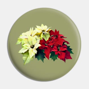 Bouquet of Red and Yellow Poinsettia Pin