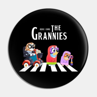 bluey here come the grannies, band style Pin