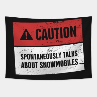 Caution - Funny Snowmobile Design Tapestry