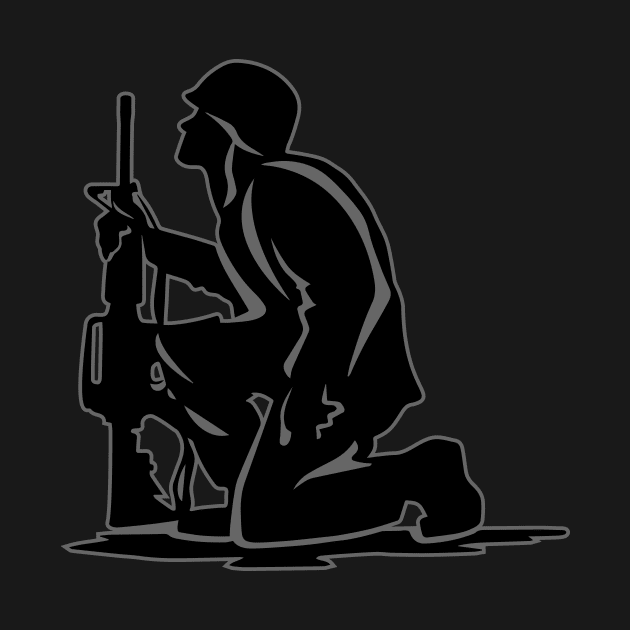 Military Serviceman Kneeling Warrior Tribute Illustration by hobrath