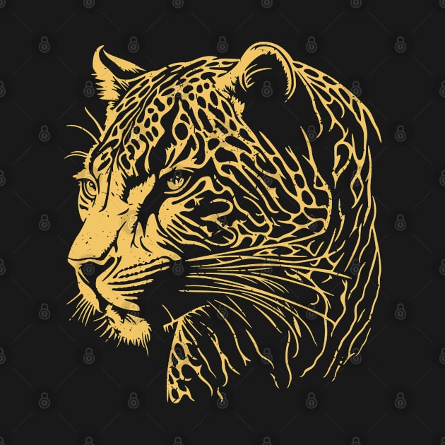 Leopard Head - Distressed Yellow by NeverDrewBefore