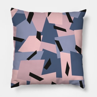 Patches Abstract Pattern (black, blue, pink, gray) Pillow