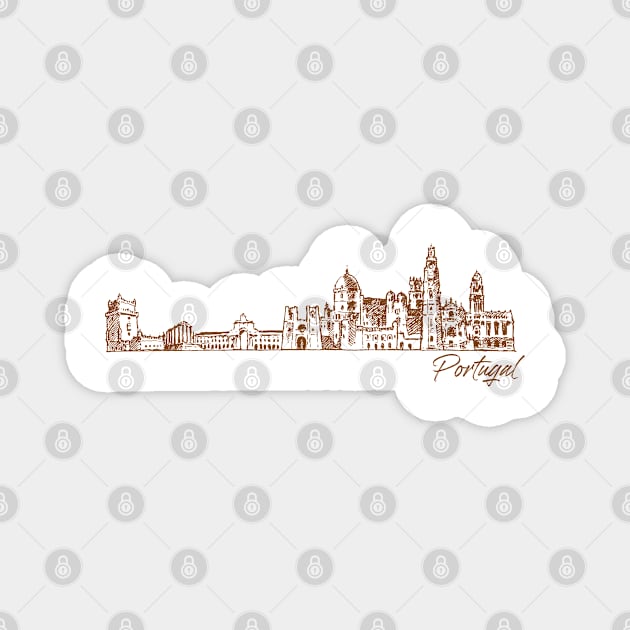 Portugal hand drawn skyline Magnet by SerenityByAlex