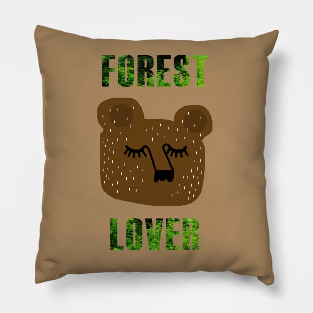 Bear the forest lover illustration Pillow by LittleForest