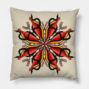 Snake Tattoo Goth Flower Pillow