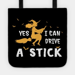 Halloween Witch drive a stick / fly the broom Tote