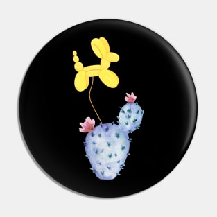 Purple Cactus Yellow Dog Balloon Pin