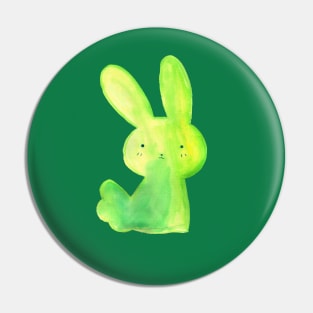 Green Watercolor Bunny Pin