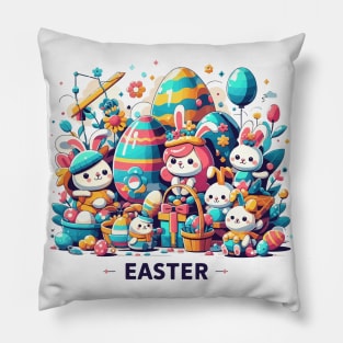 Cute Easter Bunny Gang and Family Pillow