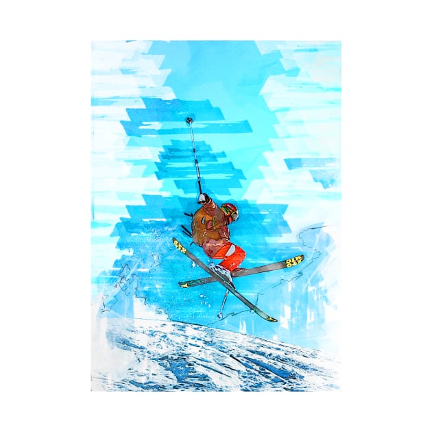 Cross Skier Jump Abstract. For ski lovers. by ColortrixArt