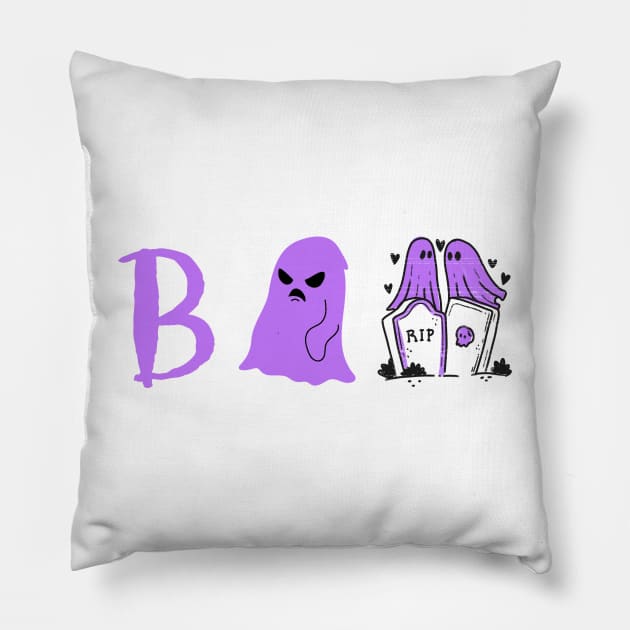 Halloween Boo Ghosts Purple Pillow by SartorisArt1