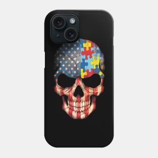 Autism American Flag Skull Phone Case