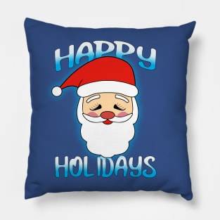 Happy Holidays Santa Blue Pillow