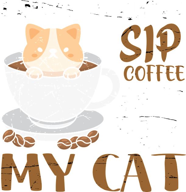 I just wanna sip coffee and pet my cat Kids T-Shirt by SCOTT CHIPMAND