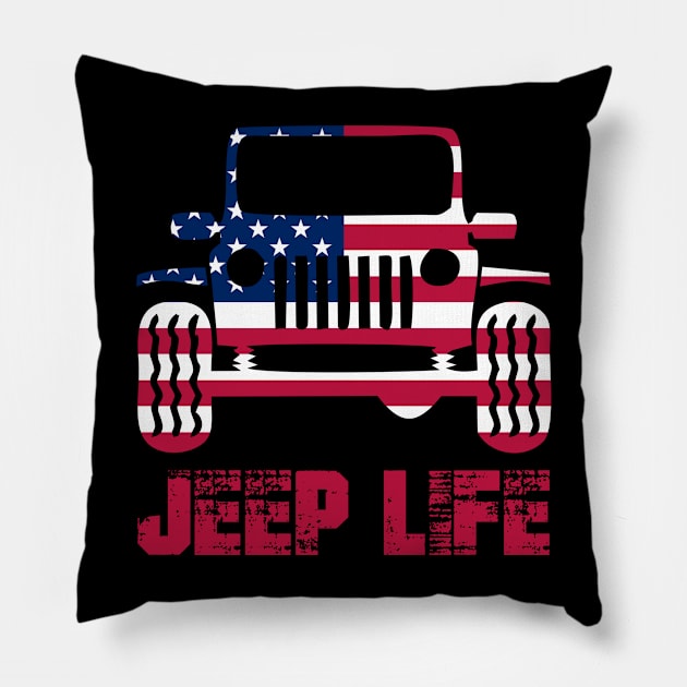 Jeep Vintage Retro Pillow by Happy Asmara