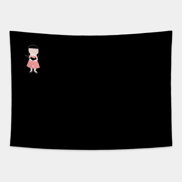 A girl with a cat - pocket size Tapestry by Yaalala